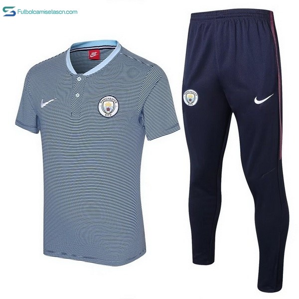 Polo Manchester City Conjunto Completo 2017/18 Gris Claro